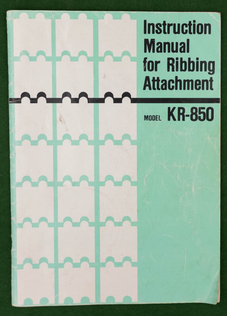 Book Cover: KR-850 - Instruction Manual for Ribbing Attachment